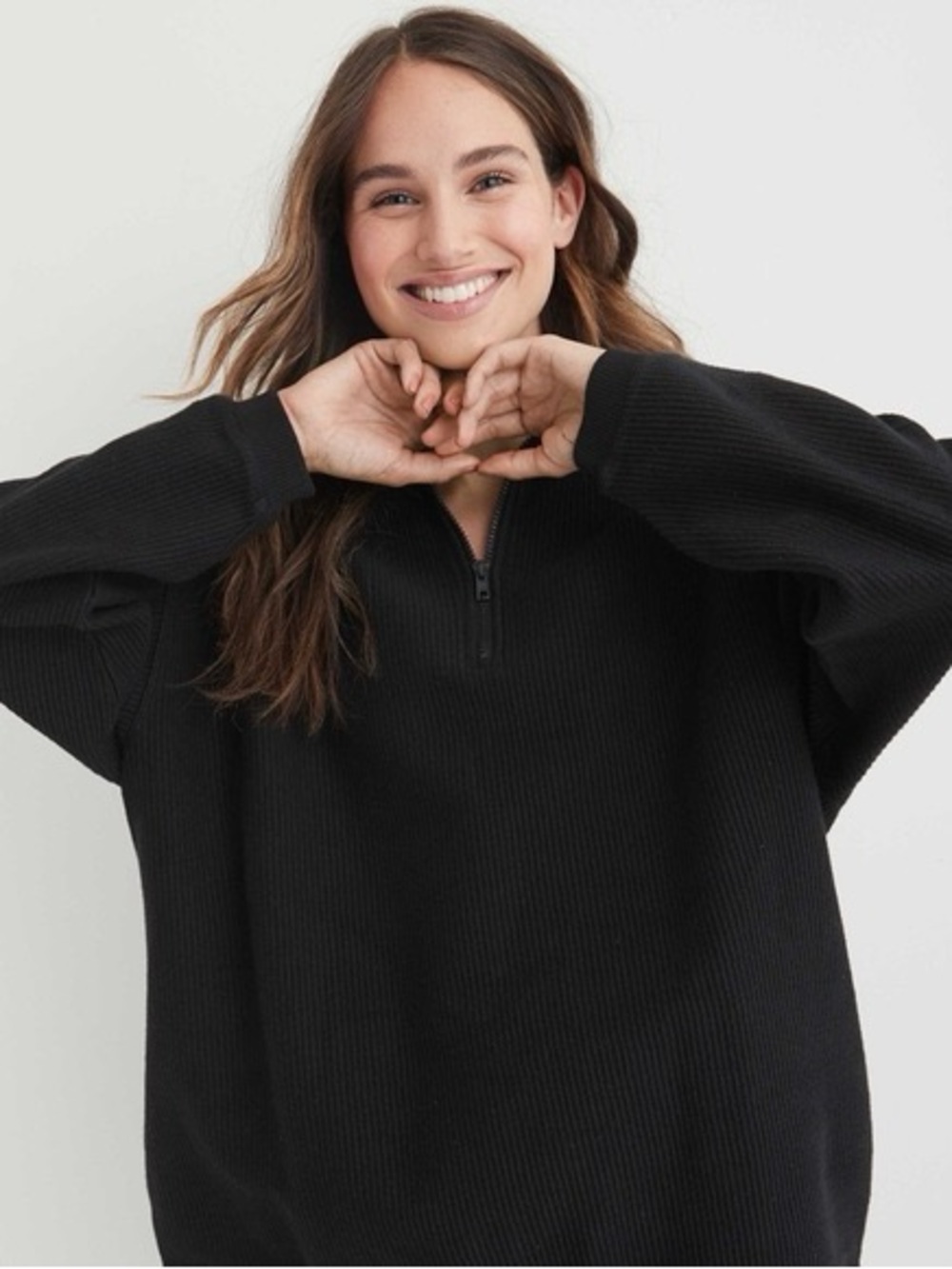 Aerie ribbed quarter zip pullover